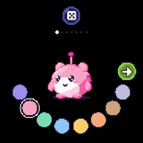 The make-your-own-pet screen with picture choices
